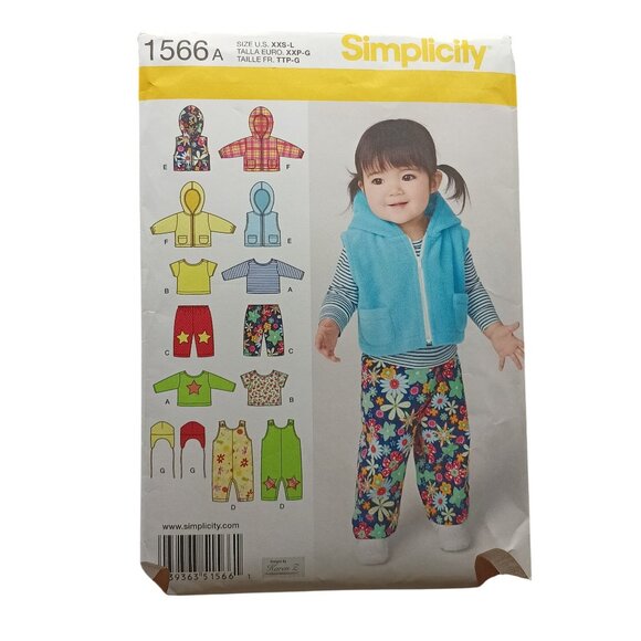 Simplicity 1566 Toddlers Toddlers Vest Top & Pants Sewing Pattern Size XXS-L - Picture 1 of 2